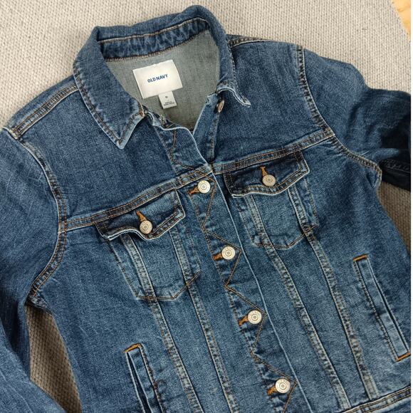 Old Navy Custom Jean Jacket Women's Medium Blue "Aerosmith" Hand Painted Cropped - Picture 5 of 13